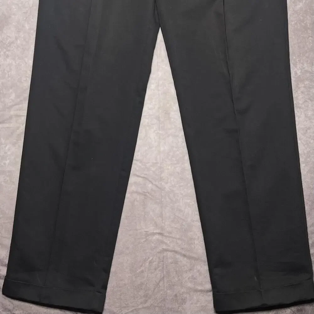 Vintage DOCKERS Pleated Pants Mens 34x34 Black Classic Straight Leg D4Cuffed Y2K